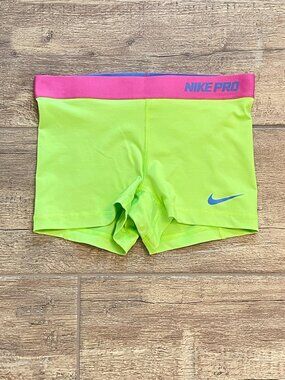 Nike Pro Bike Shorts Dri Fit Neon Green Small